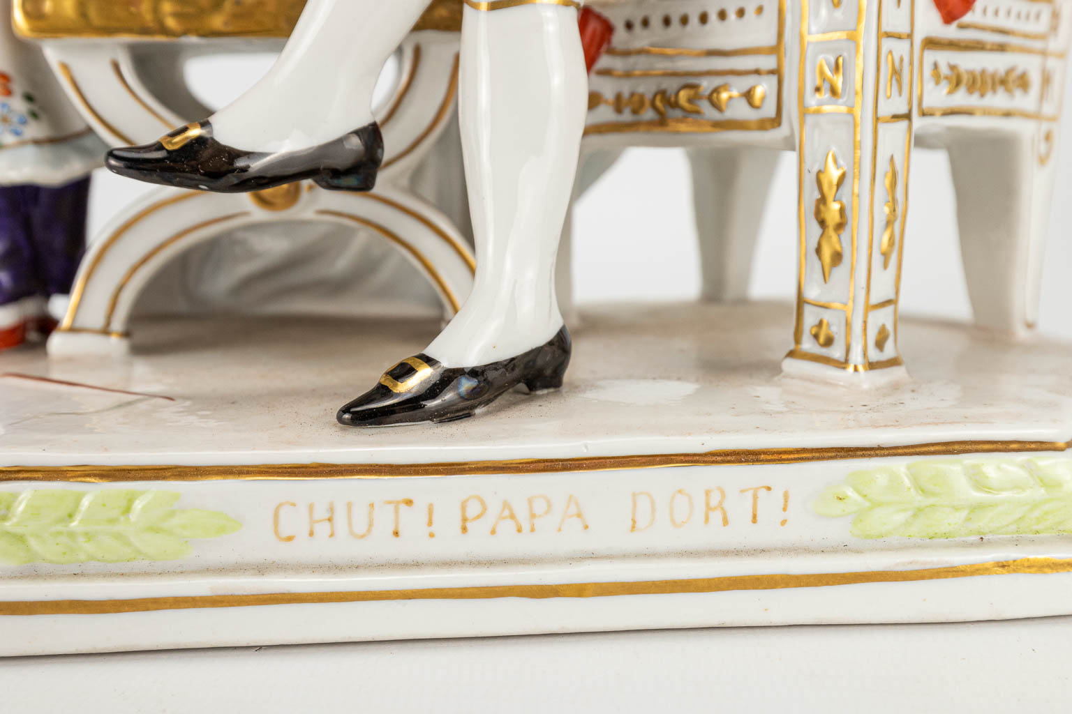 A collection of 3 porcelain figurines of Napoleon Bonaparte, of which one is marked 'Chut! Papa Dort - Image 7 of 11