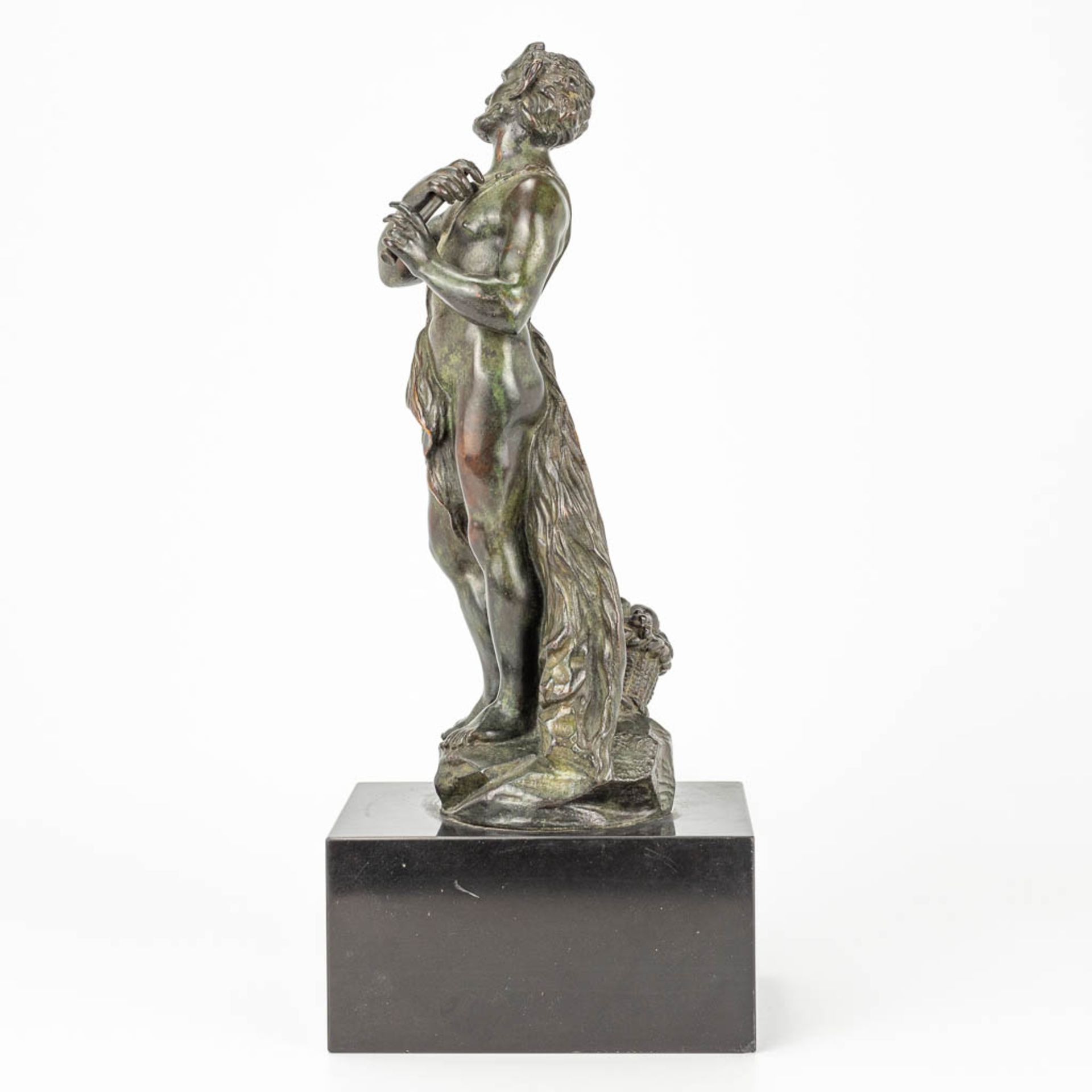 A Satyr figurine, made of bronze and mounted on a black marble base. - Image 2 of 10