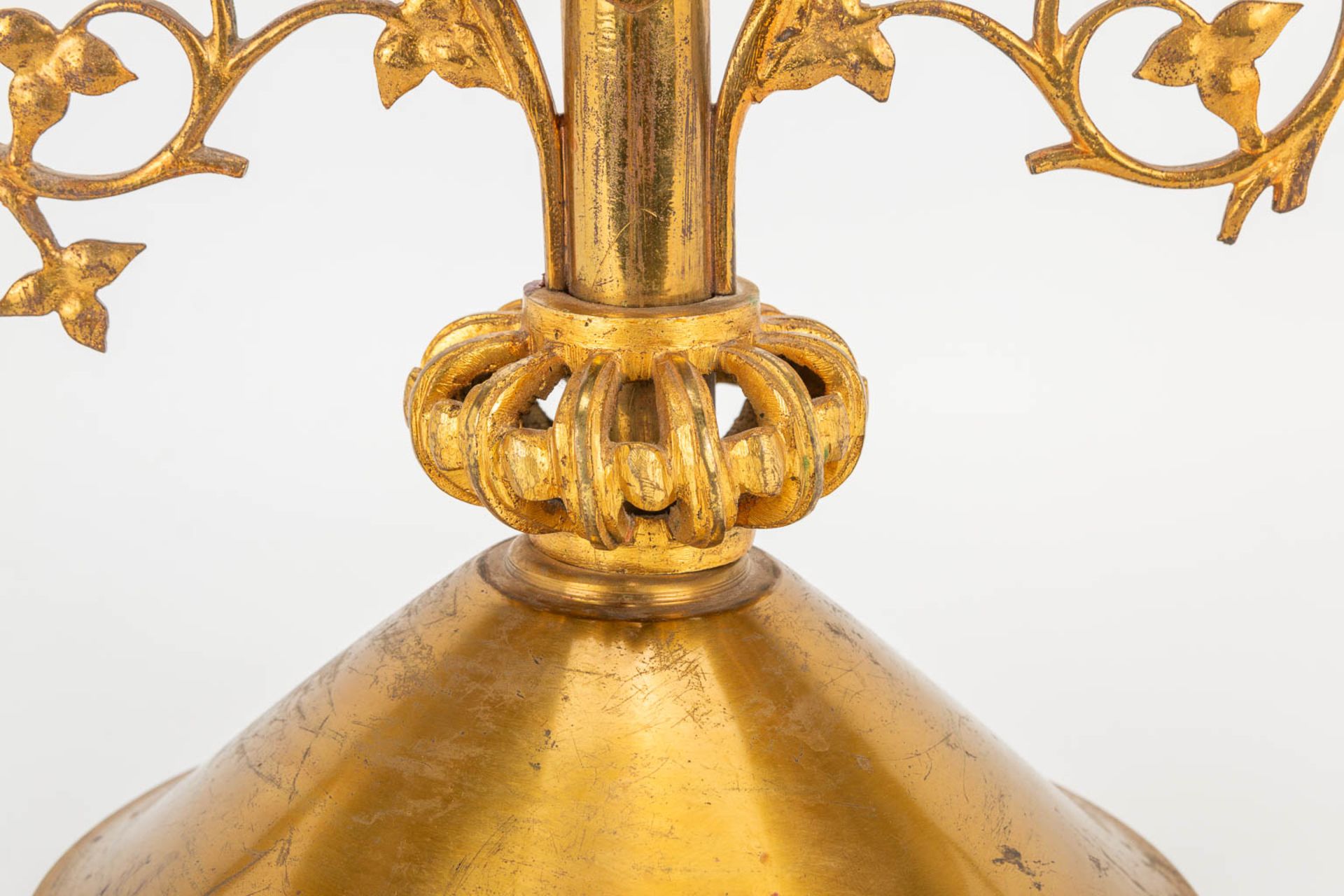 A church candlestick with 7 candle holders, Neogothic style. First half of the 20th century. - Image 14 of 19