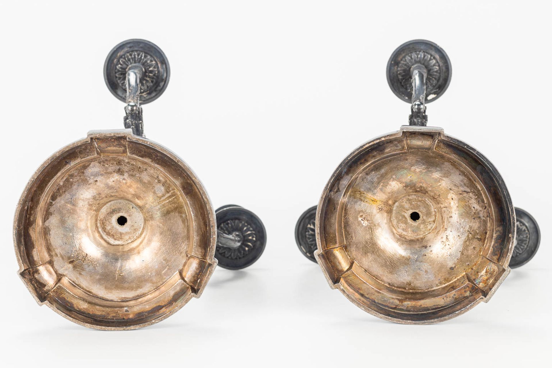 A pair of silver-plated Louis XVI-style candlesticks. - Image 9 of 9