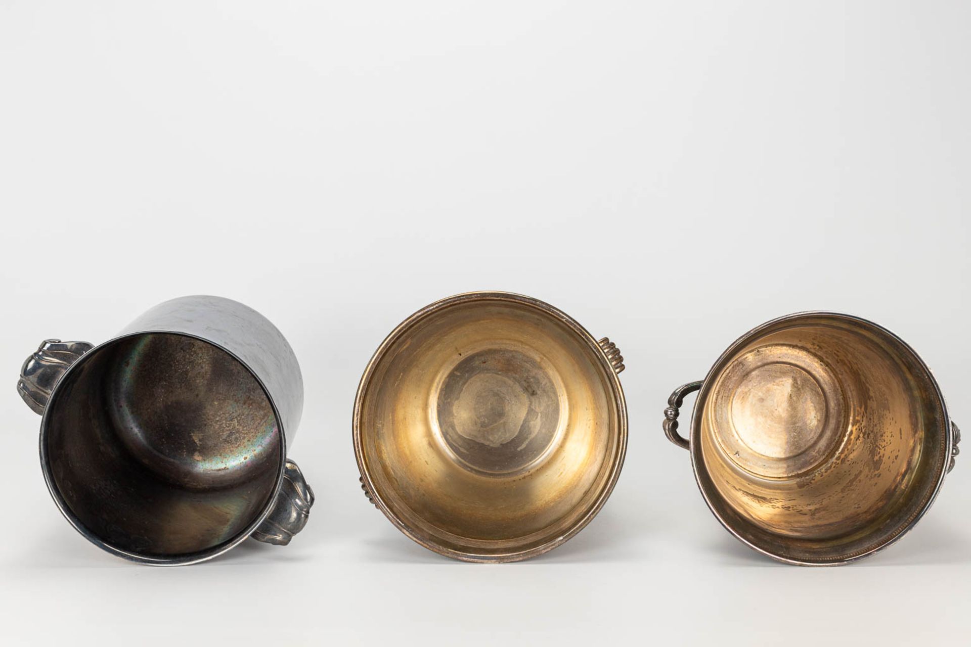 A collection of 3 silver plated champagne buckets, of which one is marked Christofle. - Image 2 of 15