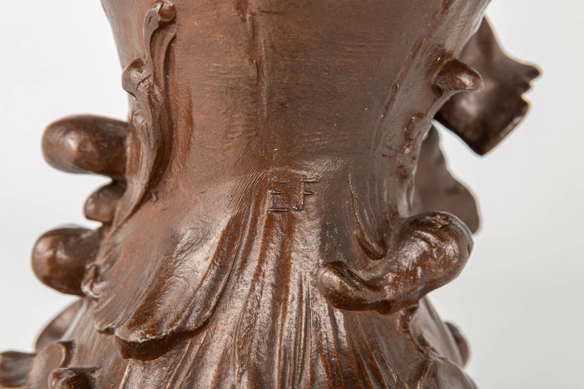 Alfred Jean FORETAY (1861-1944) 'Taquinerie' a bronze figurine of a lady with her cat. - Image 10 of 13