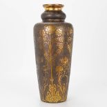 A rare and special art nouveau vase with copper galvanoplasty decor, and marked Val Saint-Lambert.