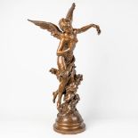 Mathurin MOREAU (1822-1912) a statue of an angel on a revolving base, made of bronze. 19th century.