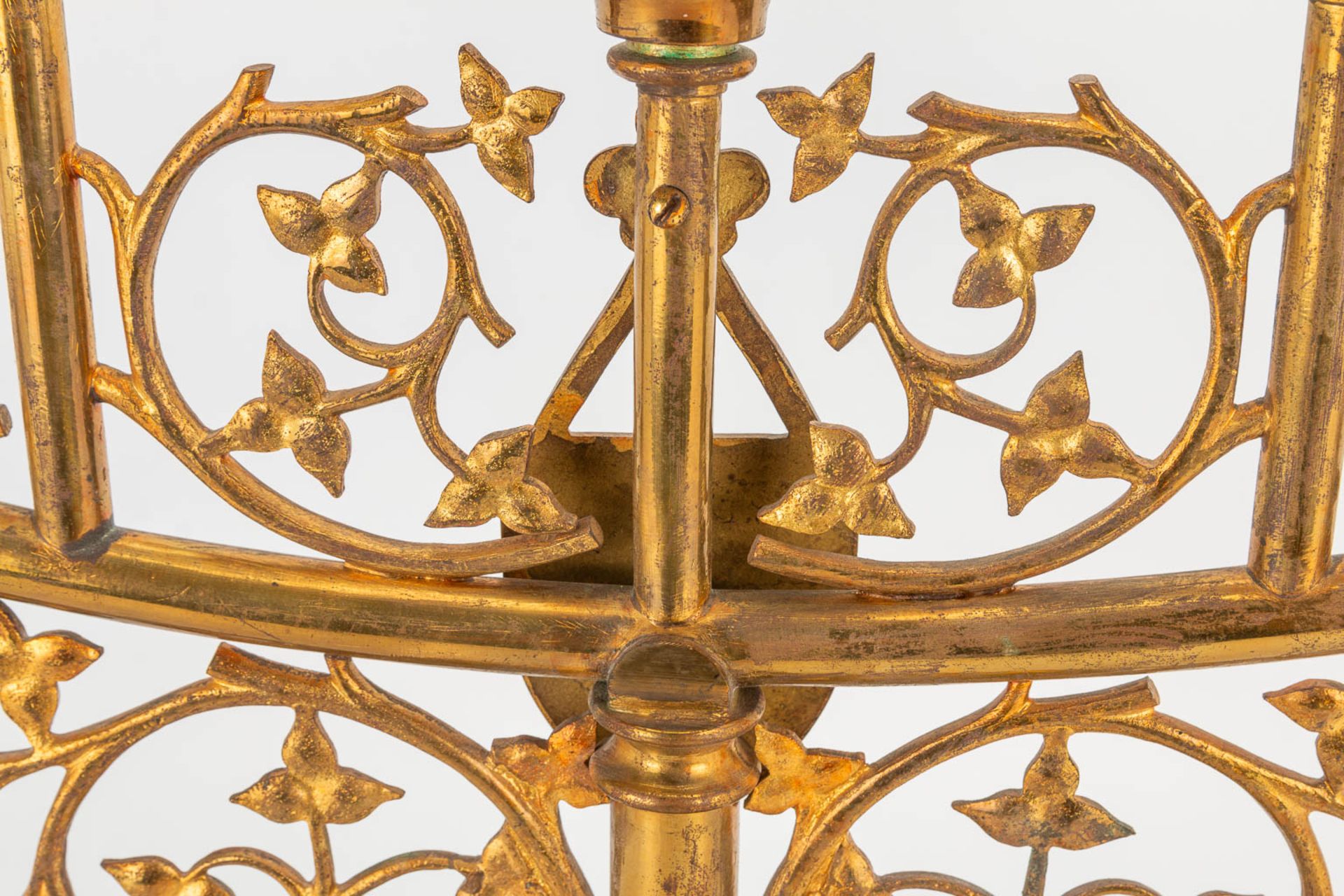 A church candlestick with 7 candle holders, Neogothic style. First half of the 20th century. - Image 19 of 19