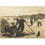 Eugne LAERMANS (1864-1940) Etching of a farmer, monogrammed E.L. (23 x 17 cm)