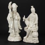 A collection of 2 'Blanc De Chine' statues made of Chines porcelain