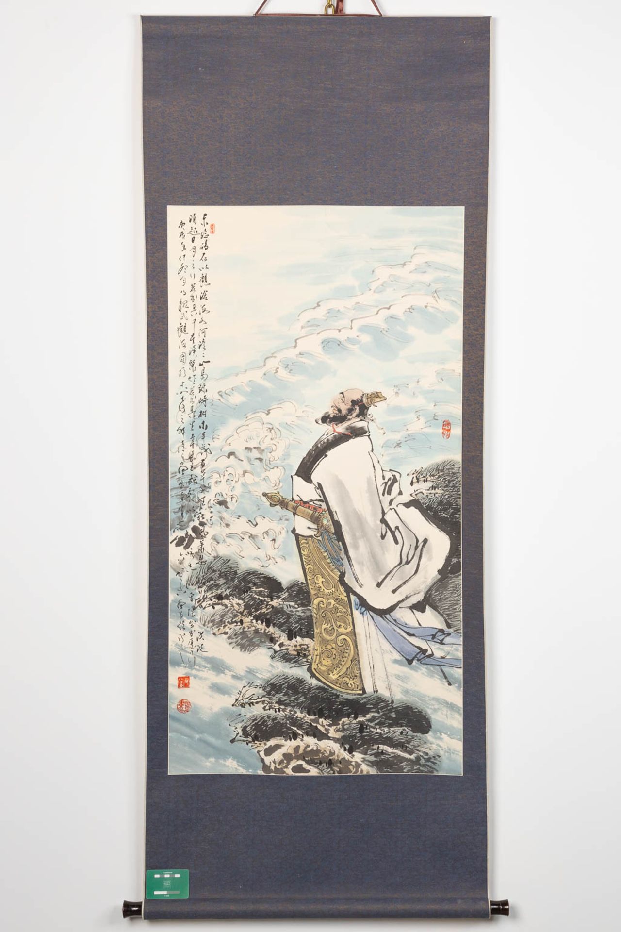 A large Chinese scroll, watercolour on paper. - Image 5 of 8