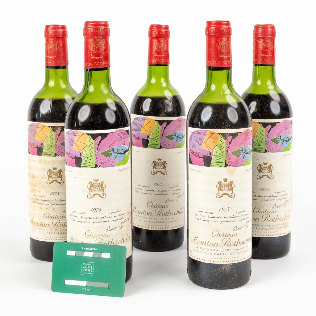 A collection of 5 bottles 'Ch‰teau Mouton Rothschild, with decor by Andy Warhol'. 1975. - Image 6 of 9