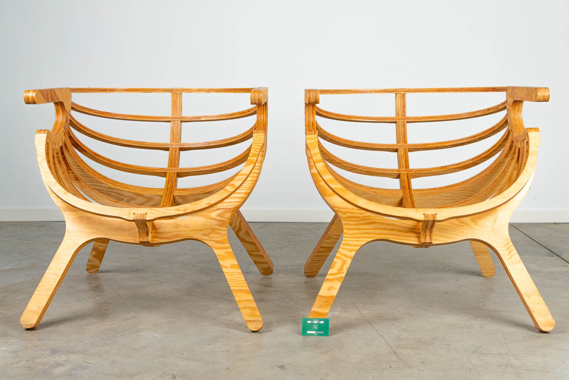 A pair of lounge chairs, made of plywood cut on the CNC machine. 21st century - Image 4 of 10