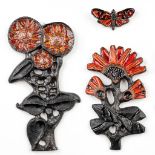 Elisabeth VANDEWEGHE (XX-XXI) a collection of 2 wall sculptures and a butterfly, made for Perignem.