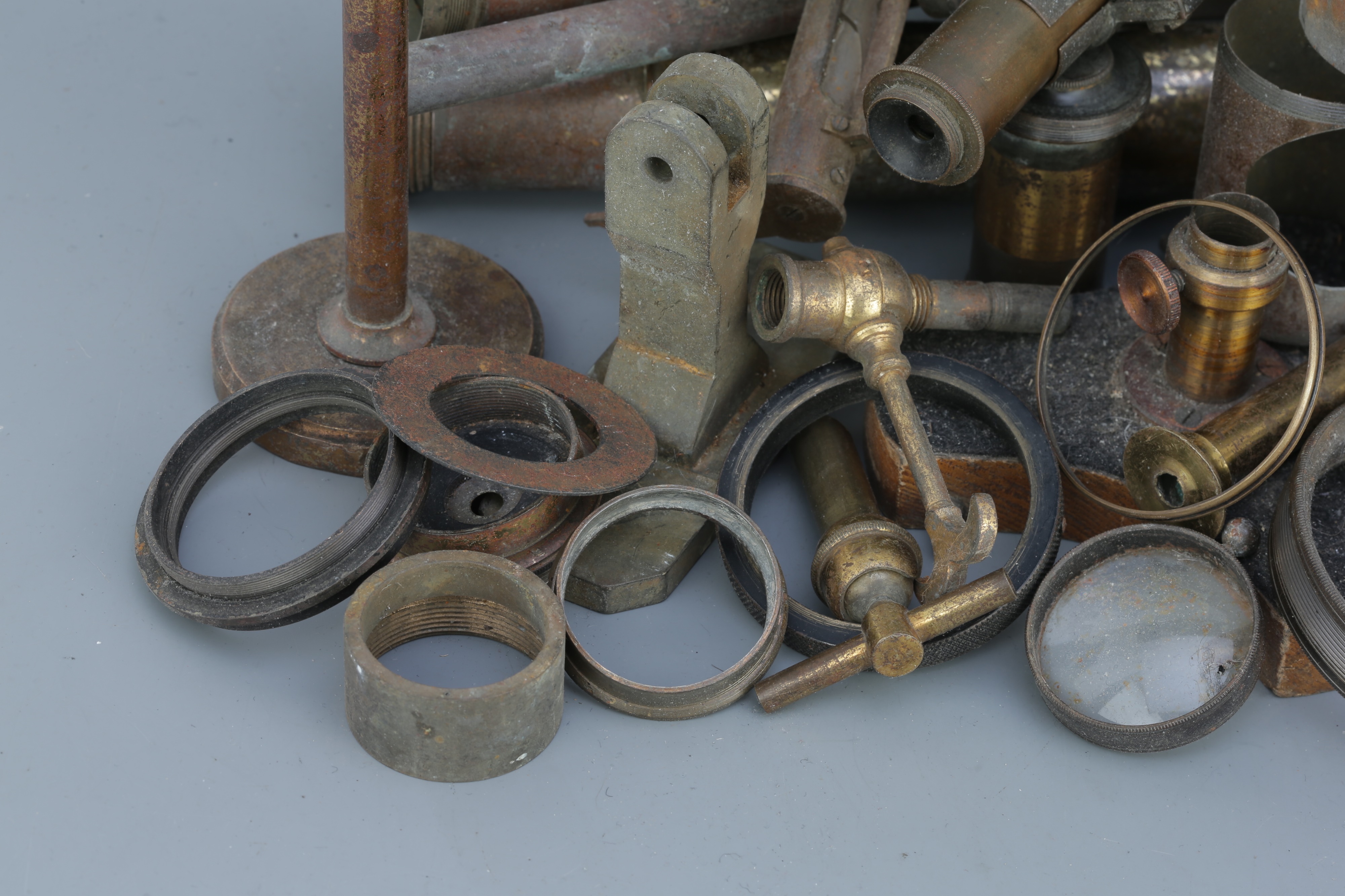 A Selection of Various Brass Microscope & Telescope Parts, - Image 2 of 4