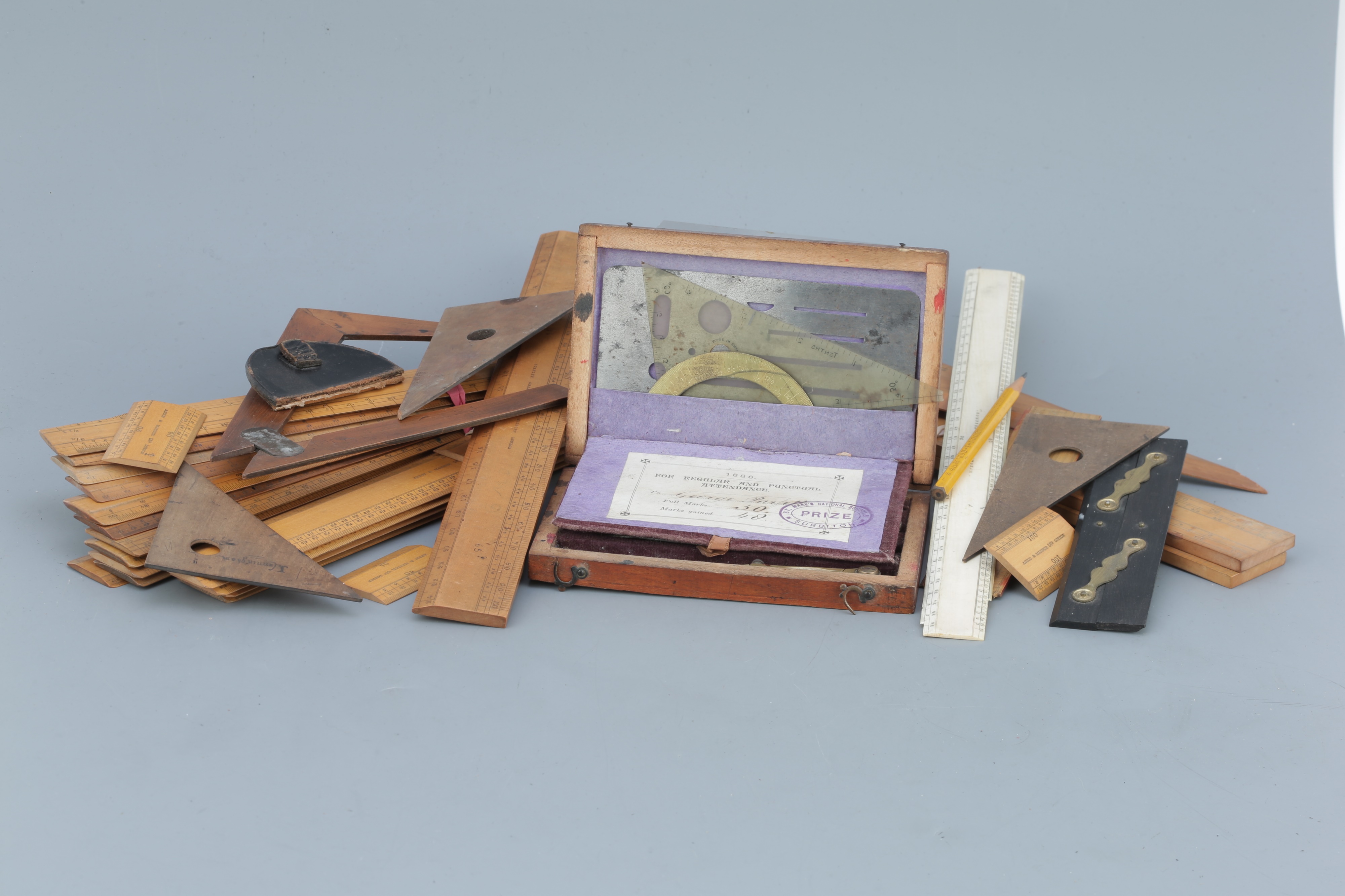 Collection of Boxwood Rules, Scales & Drawing Instruments,
