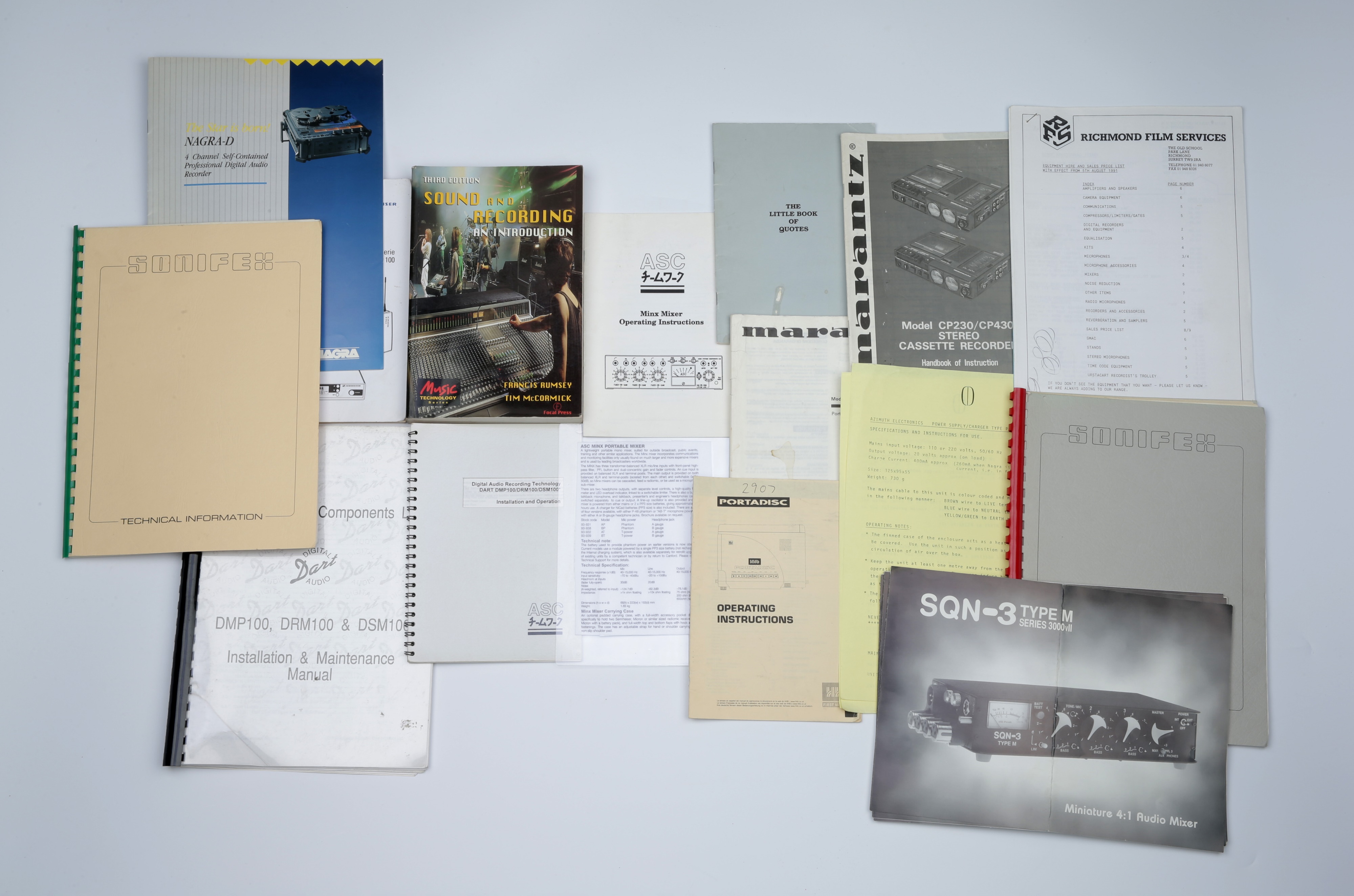 A Selection of Professional Audio Equipment Manuals, Brochures & Price Lists,