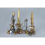 Collection of 3 Brass Microscope & Accessories,