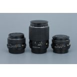 Three Pentax-M Prime Lenses,