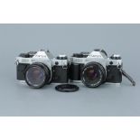 Two Cannon AE-1 Program SLR Cameras