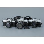 Three Minolta 35mm SLR Cameras