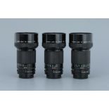 Three Canon FD f/2.8 200mm Lenses,