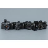 Four Black Paint Pentax SLR Cameras
