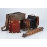 A Fine Thornton Pickard Antrincham Half Plate Mahogany Field Camera,