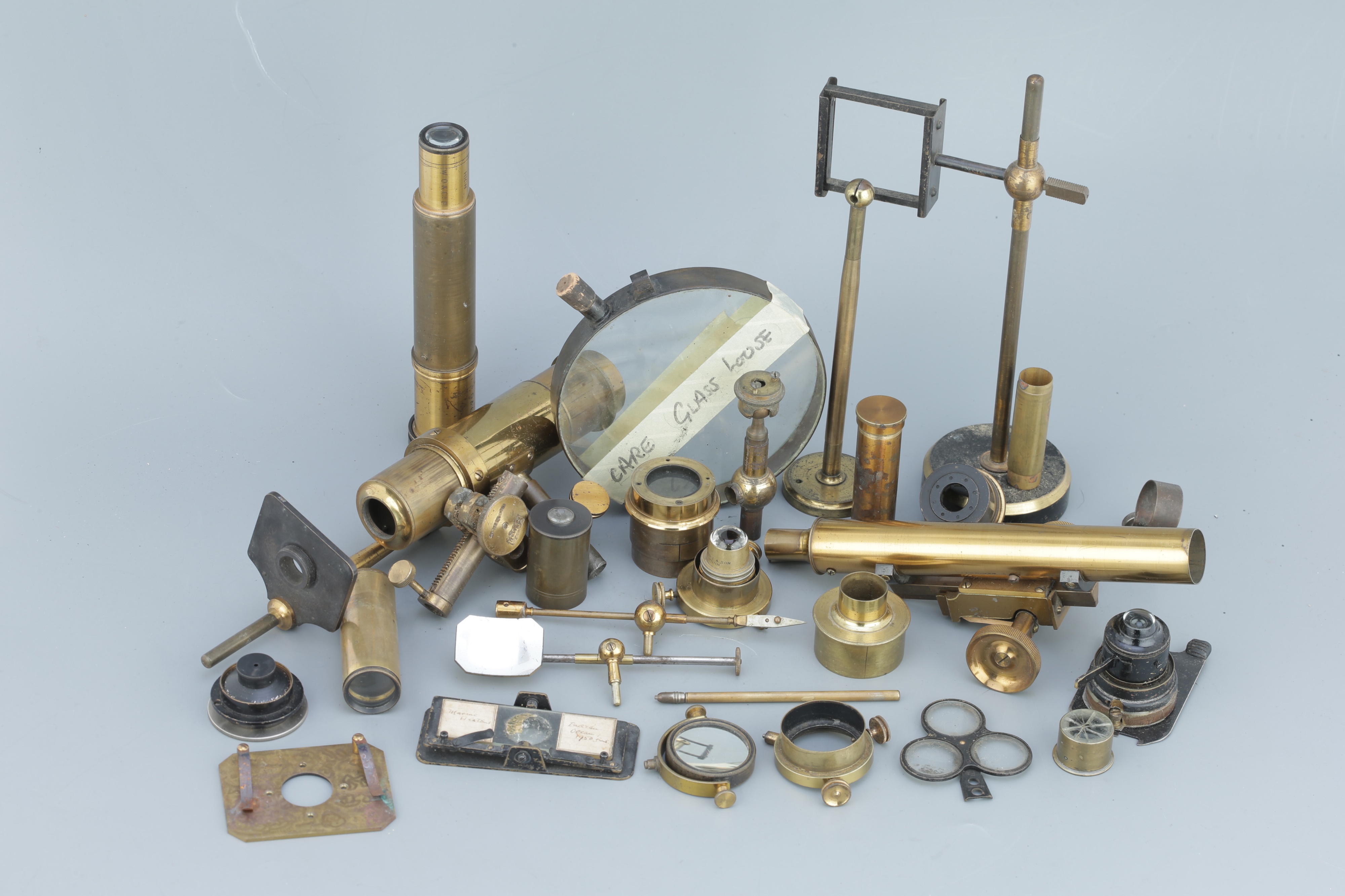 Collection of Brass Microscopes Parts & Accessories;