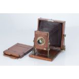 Half Plate Brass & Mahogany Lancaster Camera,