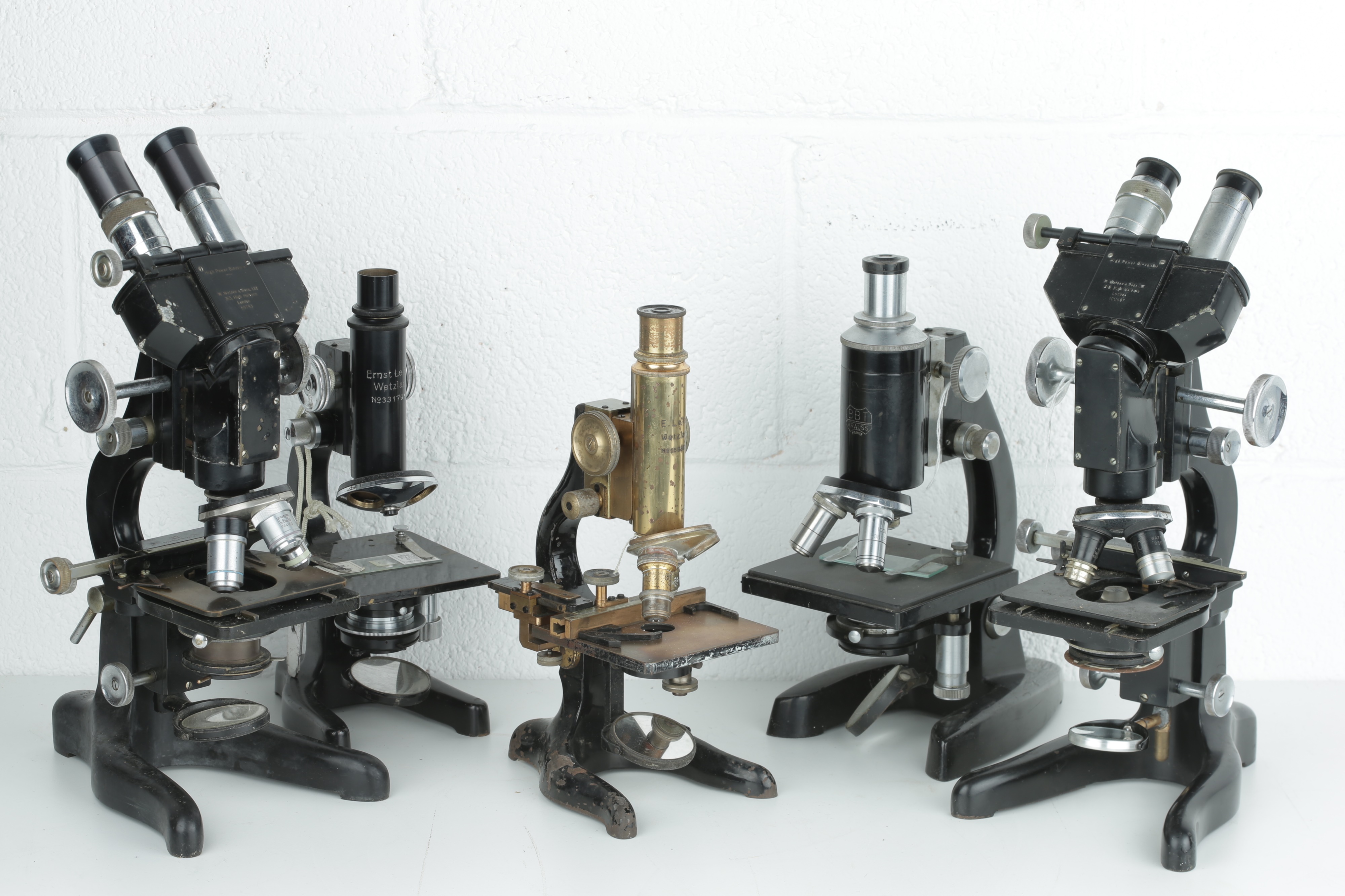 Collection of Five Compound Microscopes,