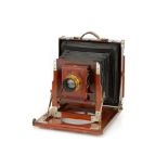 A Thornton Pickard Ruby Whole Plate Mahogany Field Camera,