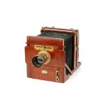 A J. H. Dallmeyer Quarter Plate Mahogany Tailboard Camera,