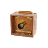 An Unusual French Brass & Mahogany Survey Camera,