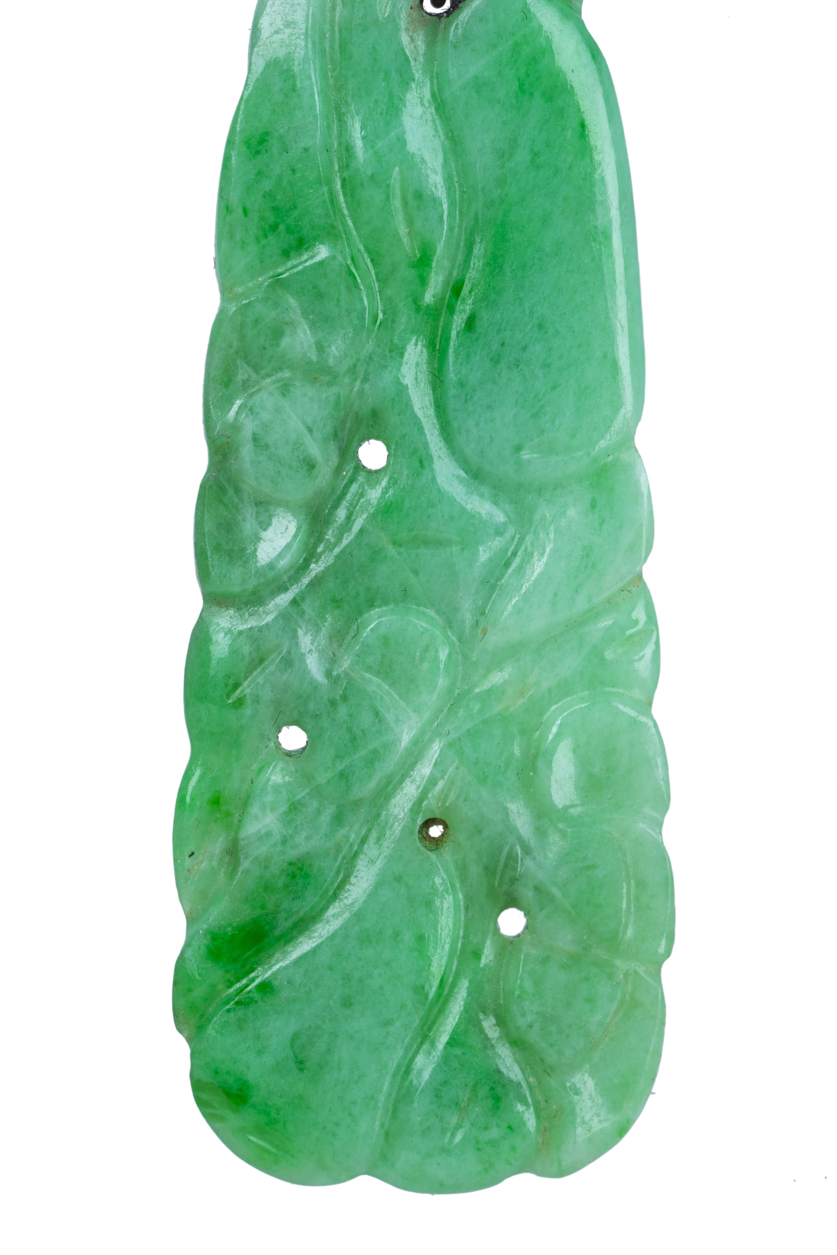 An Art Deco jadeite and pearl pendant. - Image 2 of 2