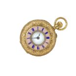 A 19th century Swiss 18ct gold half hunter fob watch.