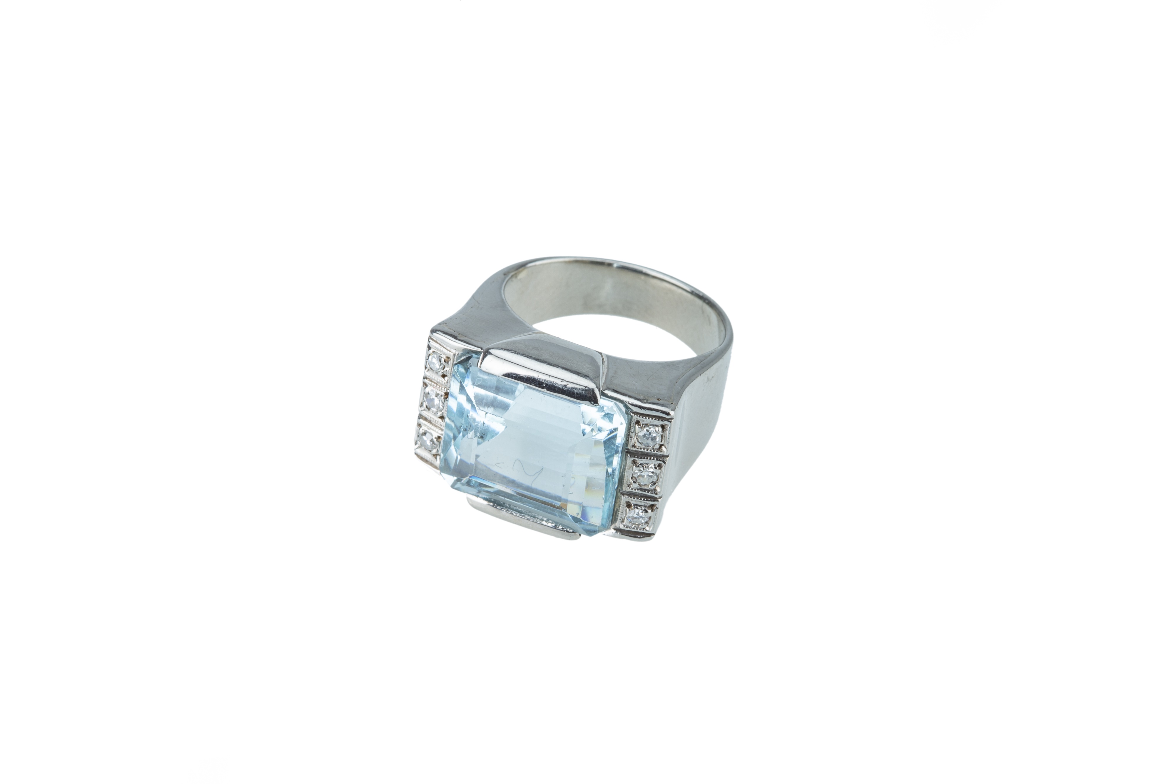 An Art Deco aquamarine and diamond dress ring. - Image 2 of 3