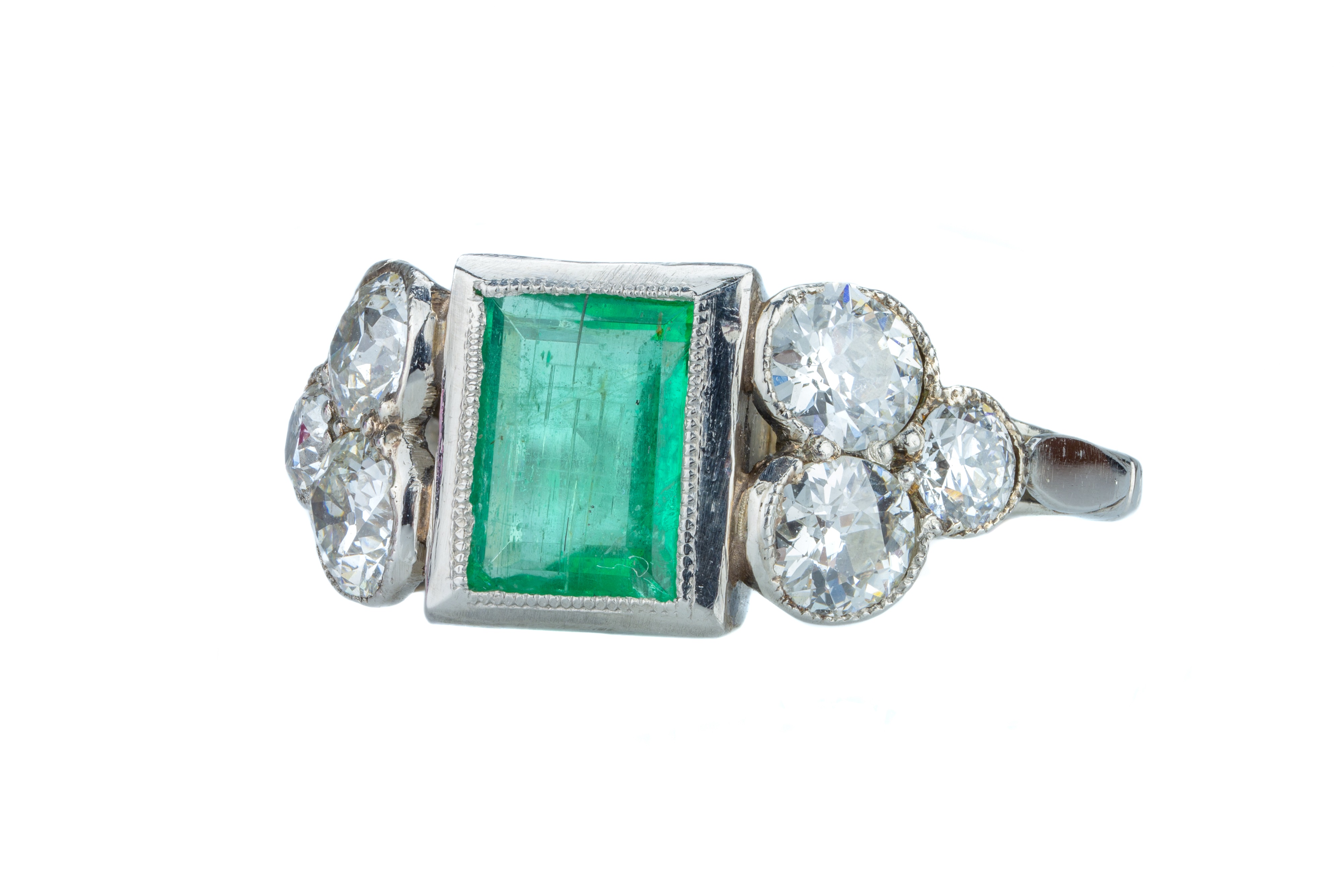 An Art Deco emerald and diamond ring. - Image 2 of 7