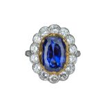 A magnificent sapphire and diamond cluster ring