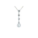 A diamond and bouton pearl pendant.