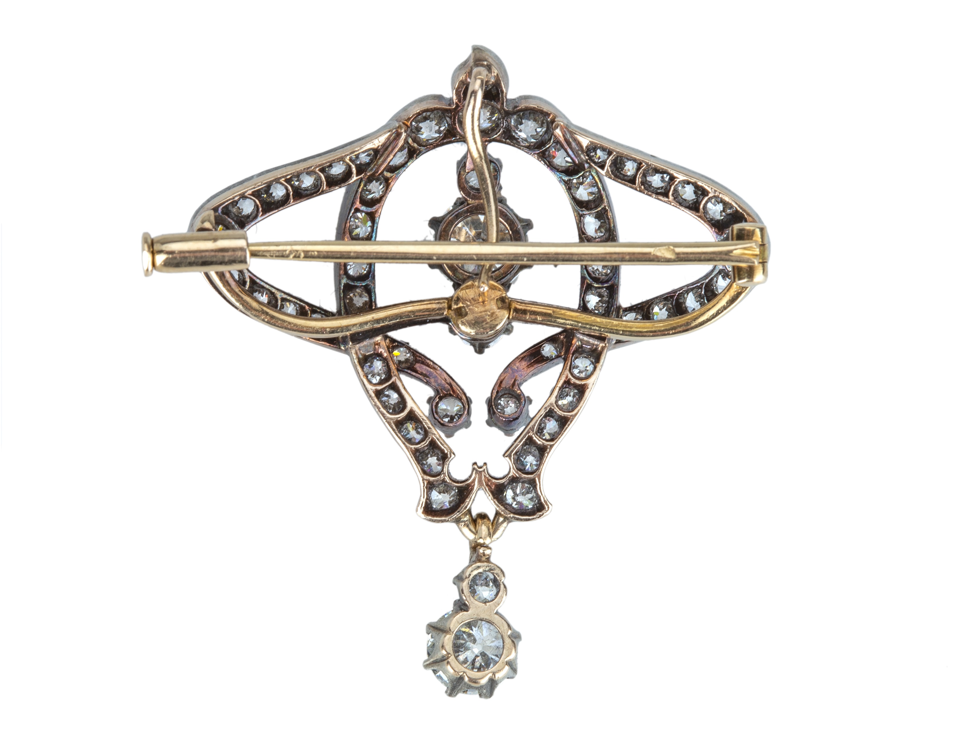 A late 19th century French diamond scroll brooch. - Image 2 of 3