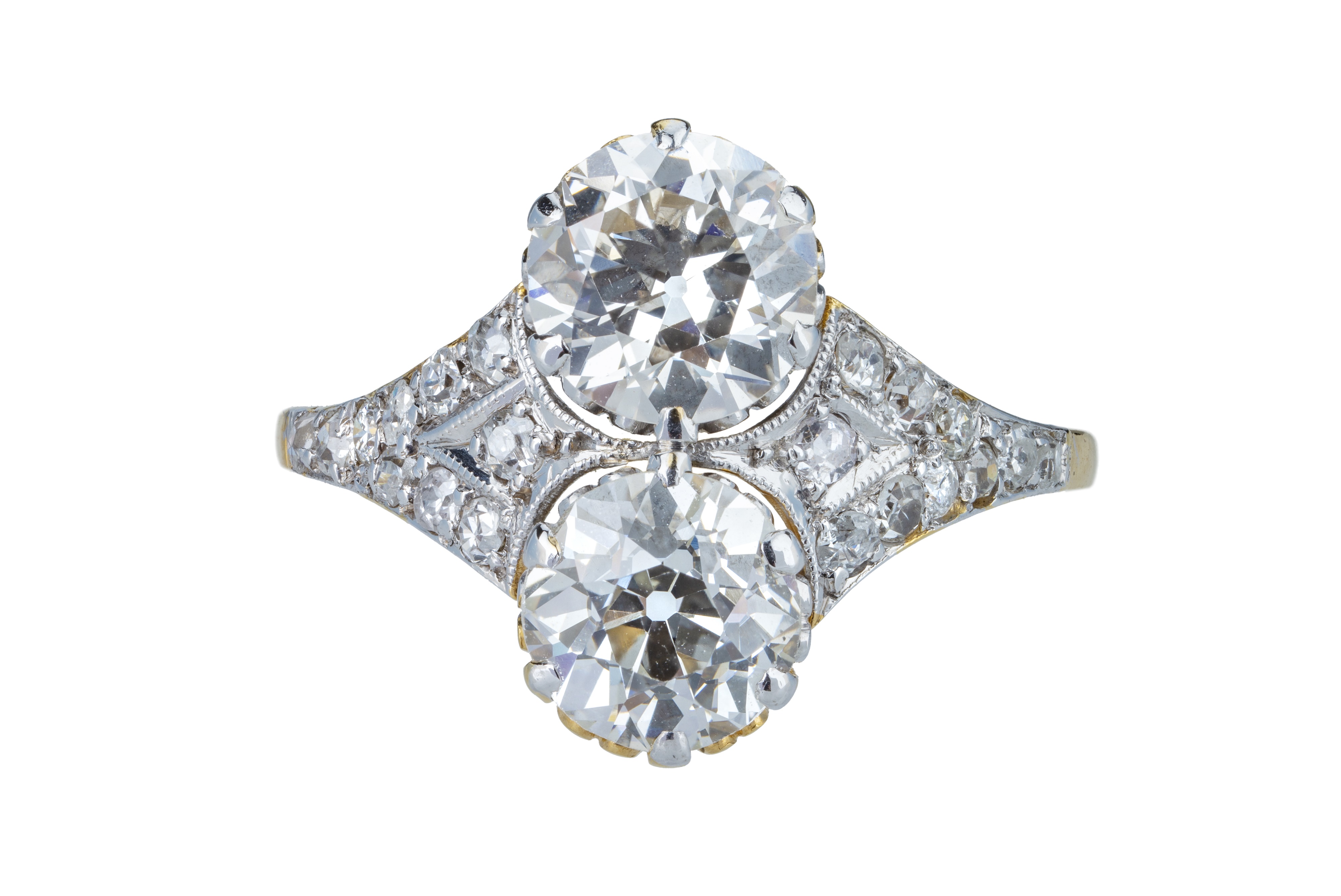 An elegant Art Deco two stone diamond ring.