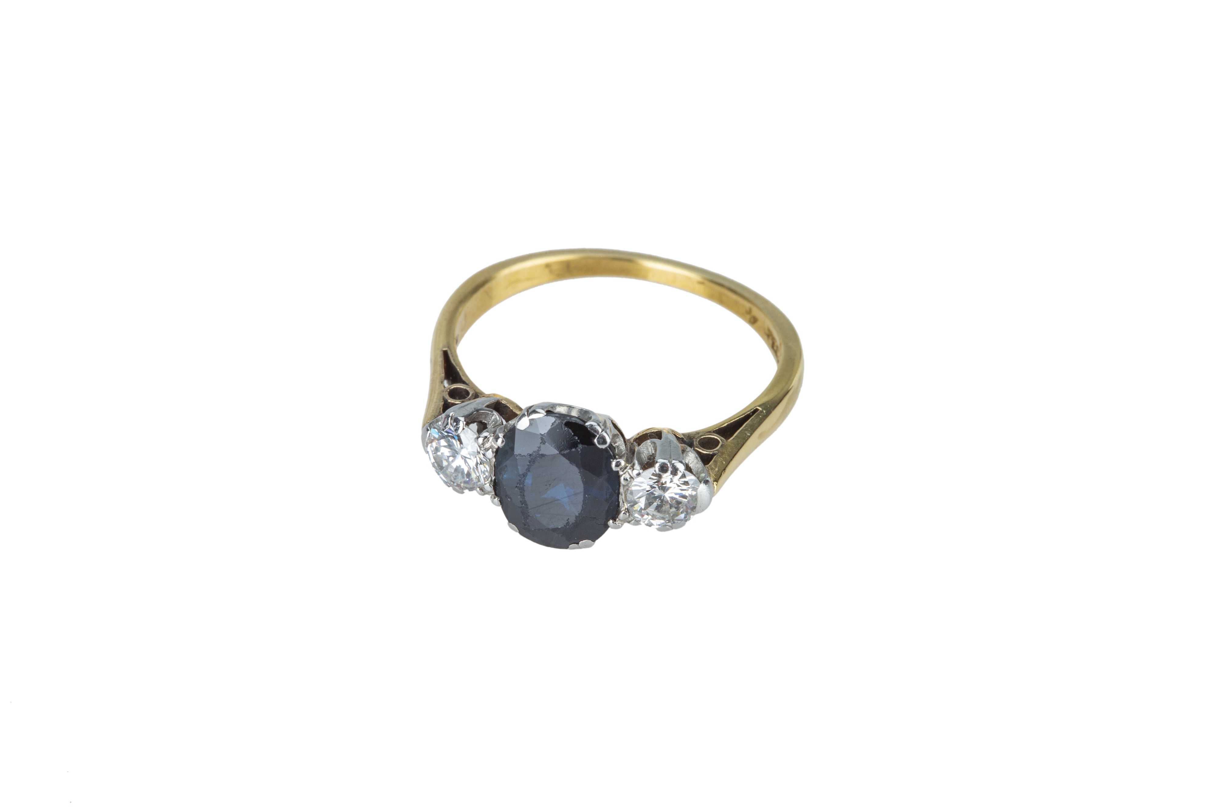 A sapphire and diamond ring. - Image 2 of 3