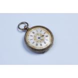 A Ladies Silver Fob Watch,