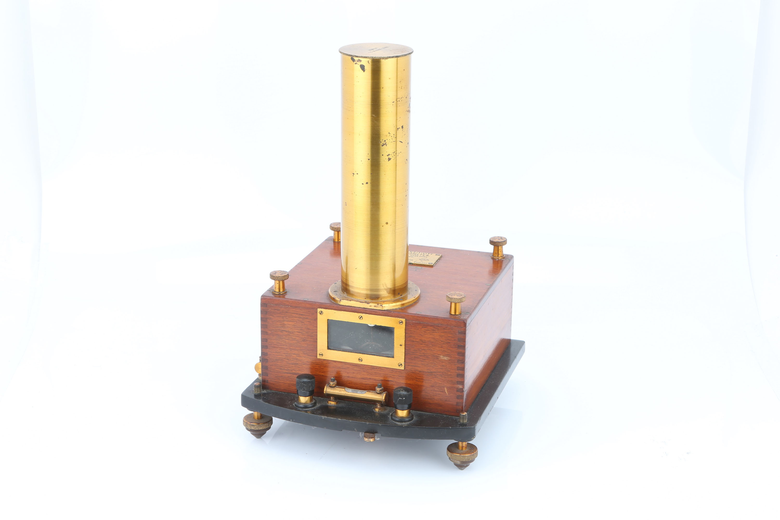 Brass & Mahogany High Sensitivity Galvanometer,