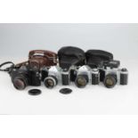 A Selection of Four Asahi Pentax 35mm SLR Cameras,