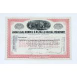 Zacatecas Mining & Metallurgical Company Share Certificate,