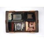 A Mixed Box of Large Format Camera Parts,