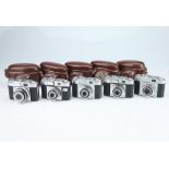 * A Selection of Five Zeiss Ikon Contina 35mm Cameras,
