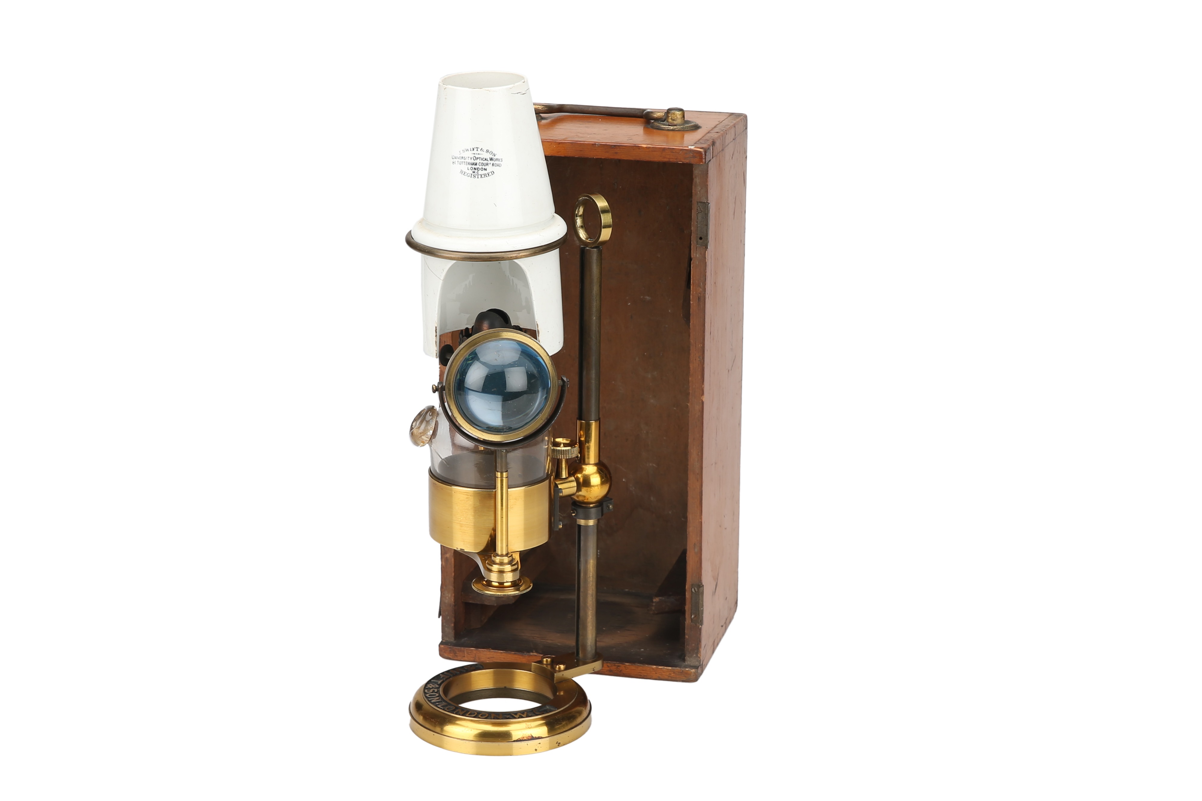 A Fine Brass Microscope Oil Lamp, Swift, London,