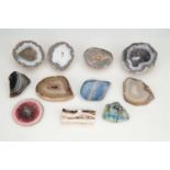 Collection of polished Agate Sections & Fossilized wood,
