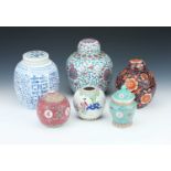 A small group of Chinese porcelain ginger jars, porcelain