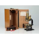 Brass & Black Enamel Microscope By Reichert,